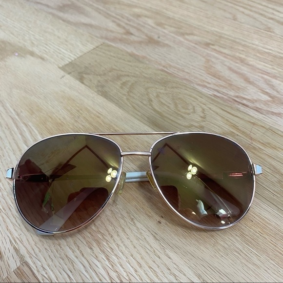 Laundry Shelli Segal Aviator Sunglasses Gold White - Picture 2 of 7